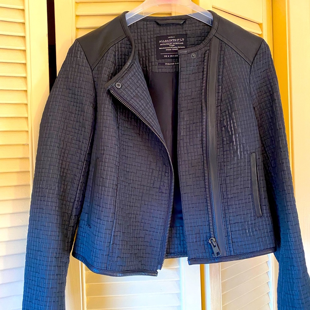 All Saints motorbike jacket. Dark grey/black. Size 4US.